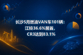 长沙5月燃油VAN车101辆：江铃36.6%居首，CR3达到83.1%