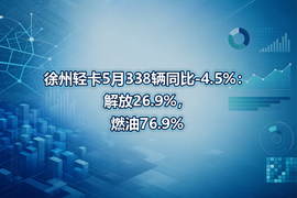 徐州轻卡5月338辆同比-4.5%:解放26.9%,燃油76.9%