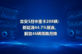 吉安5月中重卡208辆：新能源44.7%居首，解放46辆领跑月榜