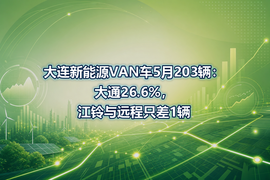 大连新能源VAN车5月203辆：大通26.6%，江铃与远程只差1辆