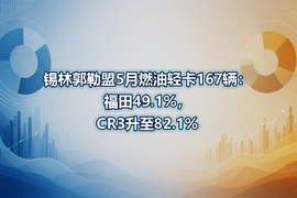 锡林郭勒盟5月燃油轻卡167辆:福田49.1%,CR3升至82.1%