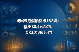 赤峰5月燃油微卡182辆：福田30.2%领跑，CR3达到66.4%