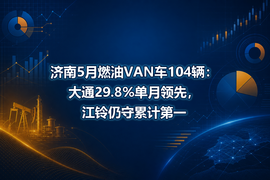 济南5月燃油VAN车104辆:大通29.8%单月领先,江铃仍守累计第一