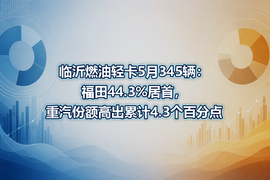 临沂燃油轻卡5月345辆:福田44.3%居首,重汽份额高出累计4.3个百分点
