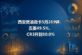 西安燃油微卡5月289辆：五菱49.5%，CR3升到80.0%
