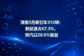 渭南5月牵引车312辆:新能源占67.3%,陕汽以20.8%居首