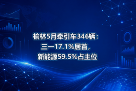 榆林5月牵引车346辆：三一17.1%居首，新能源59.5%占主位