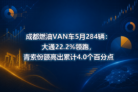 成都燃油VAN车5月284辆:大通22.2%领跑,青索份额高出累计4.0个百分点