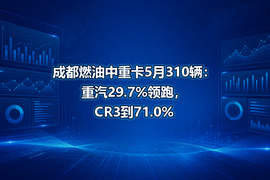 成都燃油中重卡5月310辆：重汽29.7%领跑，CR3到71.0%