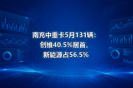 南充中重卡5月131辆:创维40.5%居首,新能源占56.5%