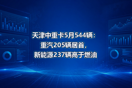 天津中重卡5月544辆：重汽205辆居首，新能源237辆高于燃油