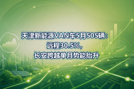 天津新能源VAN车5月505辆:远程30.5%,长安跨越单月势能抬升