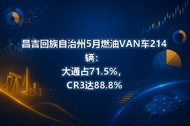 昌吉回族自治州5月燃油VAN车214辆：大通占71.5%，CR3达88.8%