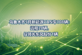 乌鲁木齐5月新能源VAN车108辆:远程20辆,仅领先东风股份1辆