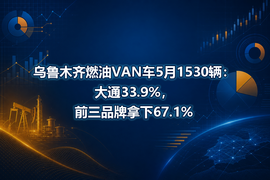 乌鲁木齐燃油VAN车5月1530辆：大通33.9%，前三品牌拿下67.1%