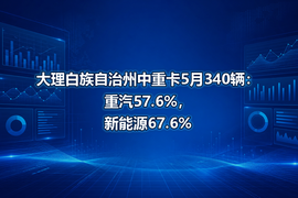 大理白族自治州中重卡5月340辆:重汽57.6%,新能源67.6%