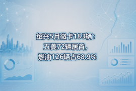 绍兴5月微卡183辆:五菱72辆居首,燃油126辆占68.9%