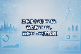 温州微卡5月671辆:新能源55.3%,五菱34.4%仍在前排
