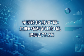 宁波轻卡5月307辆：江淮63辆只多江铃1辆，燃油占75.2%