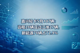 嘉兴轻卡5月107辆：远程28辆压过江淮27辆，新能源78辆占72.9%