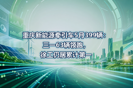 重庆新能源牵引车5月399辆:三一63辆领跑,徐工仍居累计第一