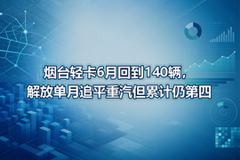 烟台轻卡6月回到140辆，解放单月追平重汽但累计仍第四