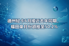 德州轻卡6月接近去年同期，福田单月份额推至50.2%