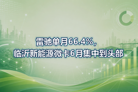 雷驰单月66.4%，临沂新能源微卡6月集中到头部