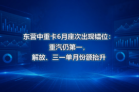 东营中重卡6月座次出现错位:重汽仍第一,解放、三一单月份额抬升