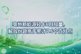 亳州新能源轻卡6月放量，解放份额高于累计7.6个百分点