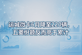 运城微卡6月降至220辆，五菱份额反而高于累计