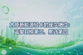 太原新能源轻卡的座次错位:蓝擎月榜第三、累计第四