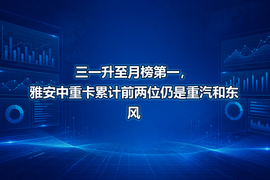 三一升至月榜第一，雅安中重卡累计前两位仍是重汽和东风