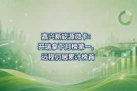 嘉兴新能源微卡:开瑞拿下月榜第一,远程仍居累计榜首