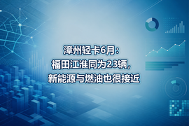 漳州轻卡6月:福田江淮同为23辆,新能源与燃油也很接近