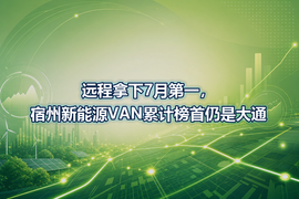 远程拿下7月第一，宿州新能源VAN累计榜首仍是大通