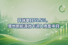 开瑞单月55.5%,亳州新能源微卡进入高集中月
