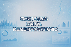 惠州微卡7月看点:五菱居首,第三名出现月榜与累计榜错位