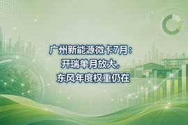 广州新能源微卡7月:开瑞单月放大,东风年度权重仍在