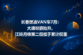 长春燃油VAN车7月：大通份额抬升，江铃月榜第二但低于累计权重