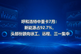呼和浩特中重卡7月：新能源占92.7%，头部份额向徐工、远程、三一集中