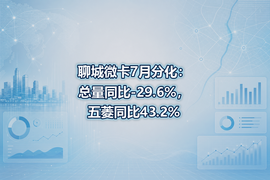 聊城微卡7月分化：总量同比-29.6%，五菱同比43.2%
