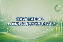 远程7月占到40.4%，上海新能源微卡月榜与累计榜分开了