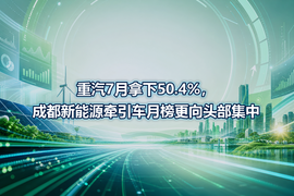 重汽7月拿下50.4%，成都新能源牵引车月榜更向头部集中