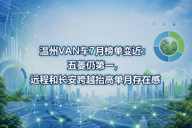 温州VAN车7月榜单变近:五菱仍第一,远程和长安跨越抬高单月存在感