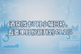 酒泉微卡7月小幅回补,五菱单月份额升到49.2%
