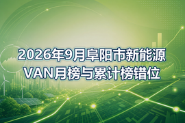 2026年9月阜阳市新能源VAN月榜与累计榜错位