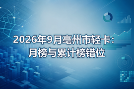 2026年9月亳州市轻卡:月榜与累计榜错位