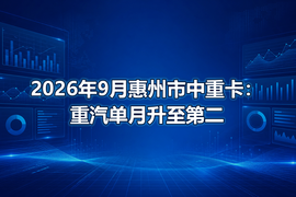 2026年9月惠州市中重卡：重汽单月升至第二