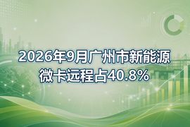 2026年9月广州市新能源微卡远程占40.8%